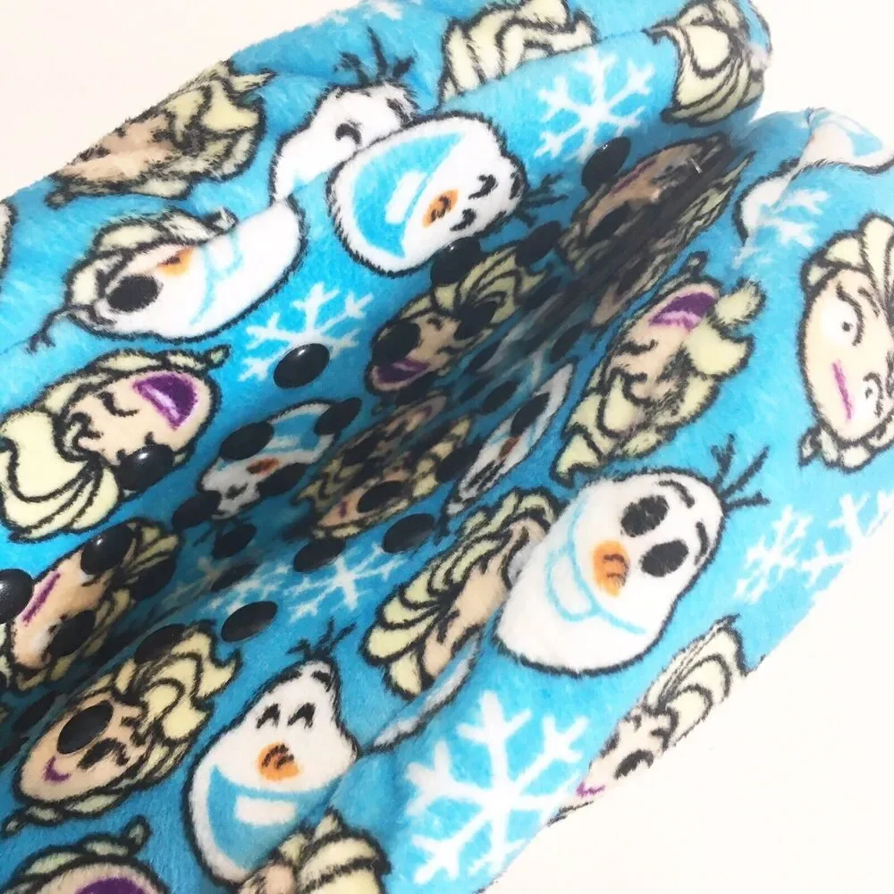 Frozen Disney Emoji Slippers‎ Socks Blue Elsa Olaf Fleece Sz Youth M/L 13-4